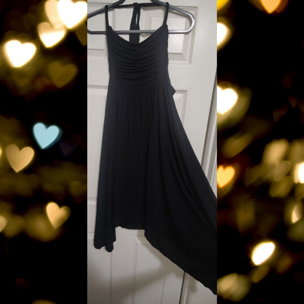 🖤BCBGMaxAzria Black Asymmetric Halter Top Gown